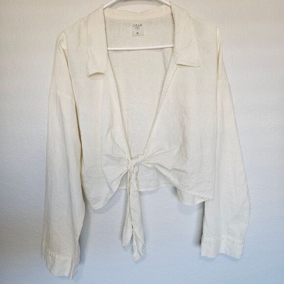 Calia | SET Front Tie Top & Wide Straight Leg Relaxed Pants, Womens Large XL - Picture 2 of 9